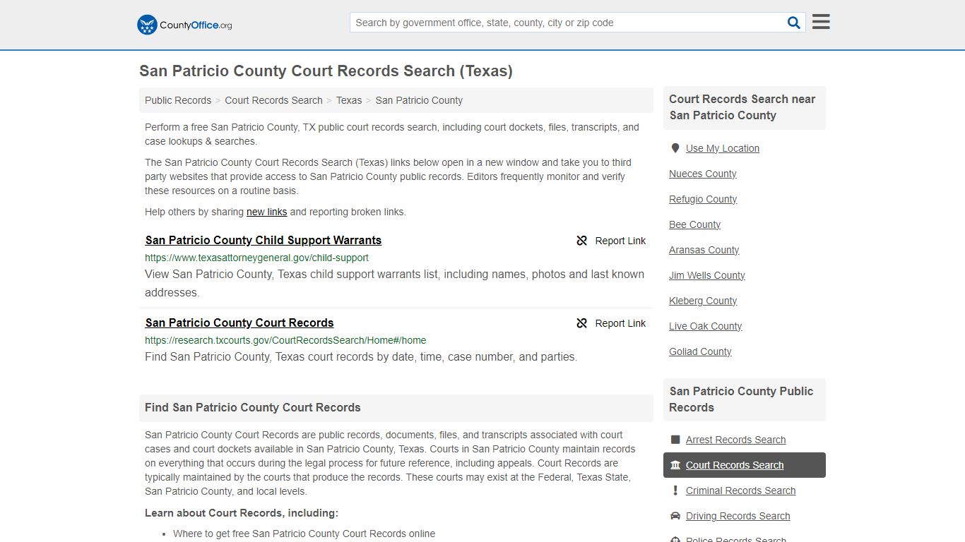 Court Records Search - San Patricio County, TX (Adoptions, Criminal ...