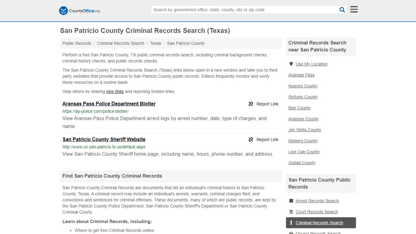 San Patricio County Criminal Records Search (Texas)