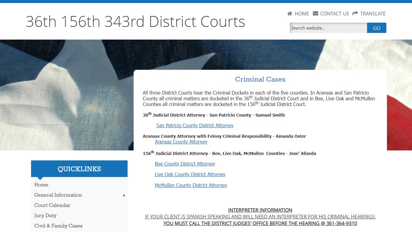 36th 156th 343rd District Courts - San Patricio County, Texas